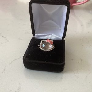 Hello Kitty 925 Silver Rose Quartz ring